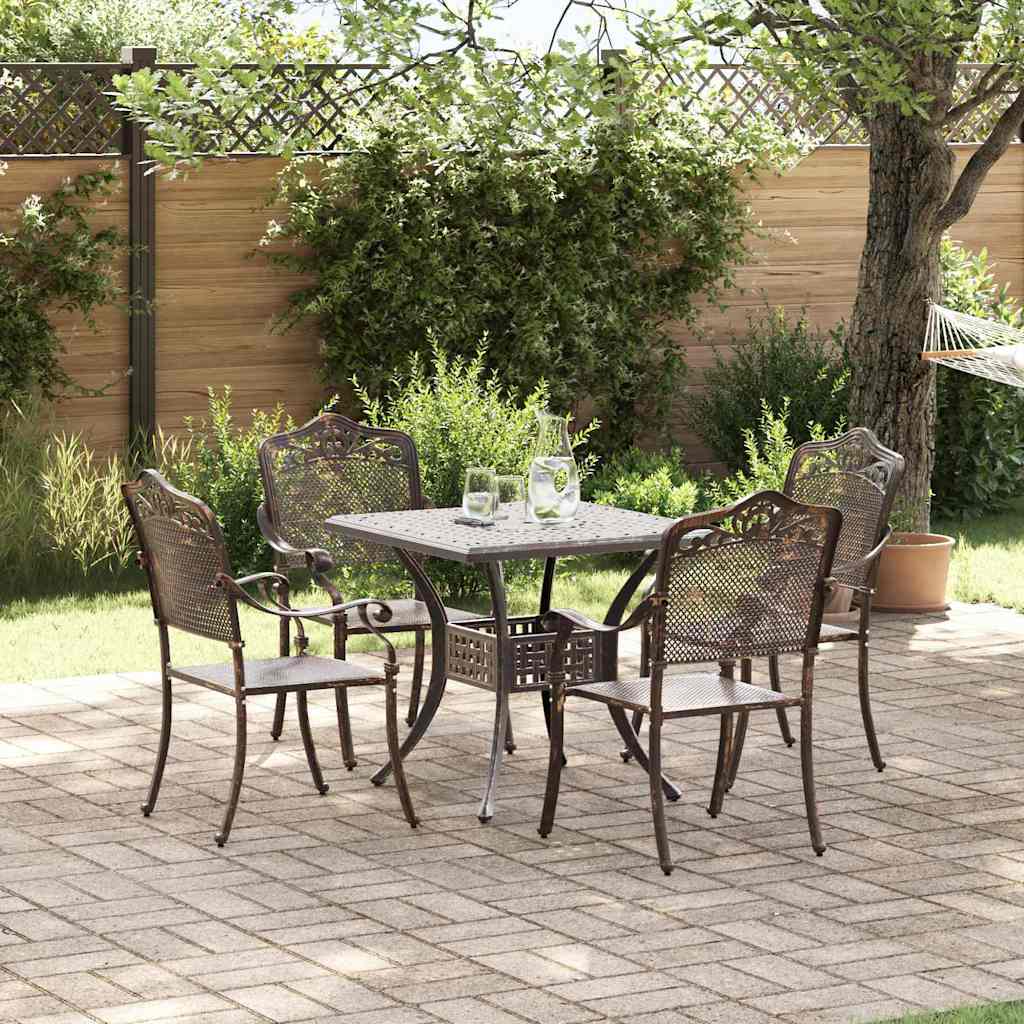 Gartentisch Set 5 pcs Bronze Gussaluminium