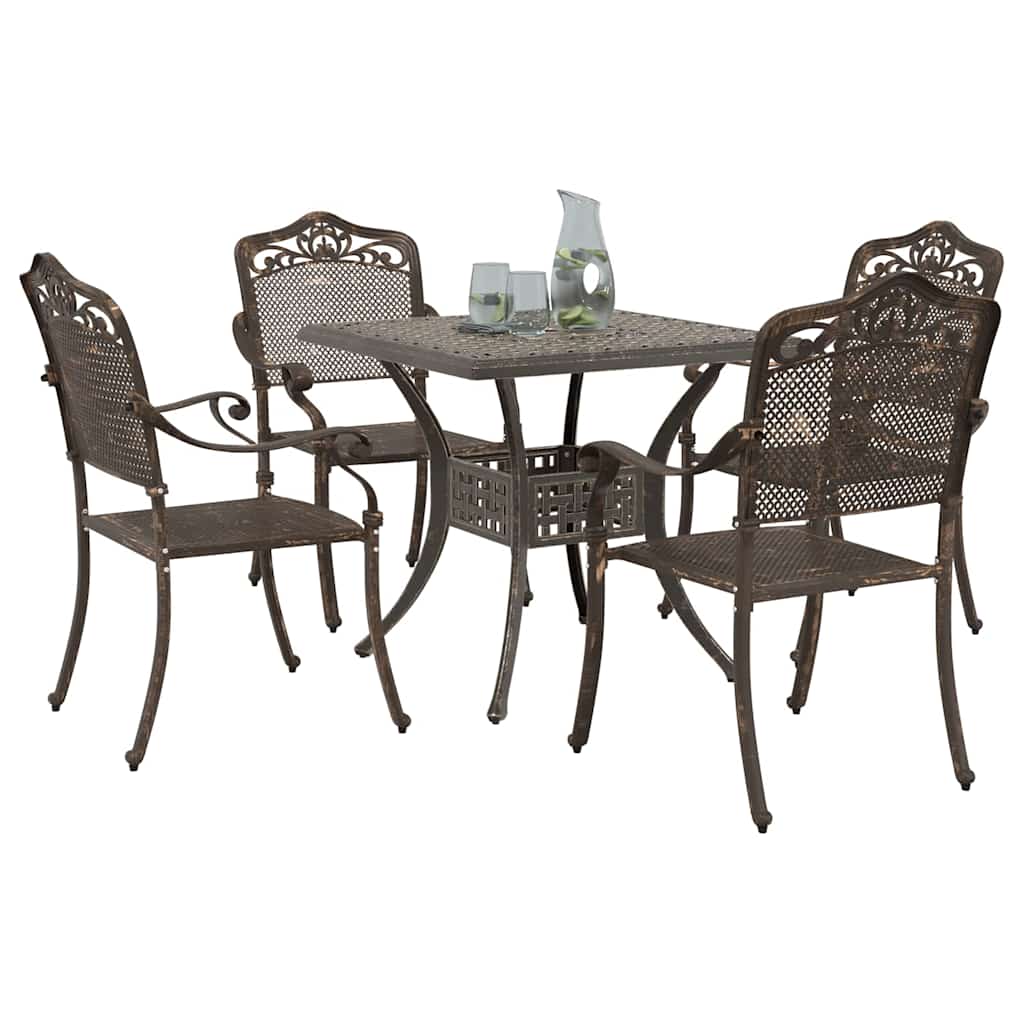 Gartentisch Set 5 pcs Bronze Gussaluminium