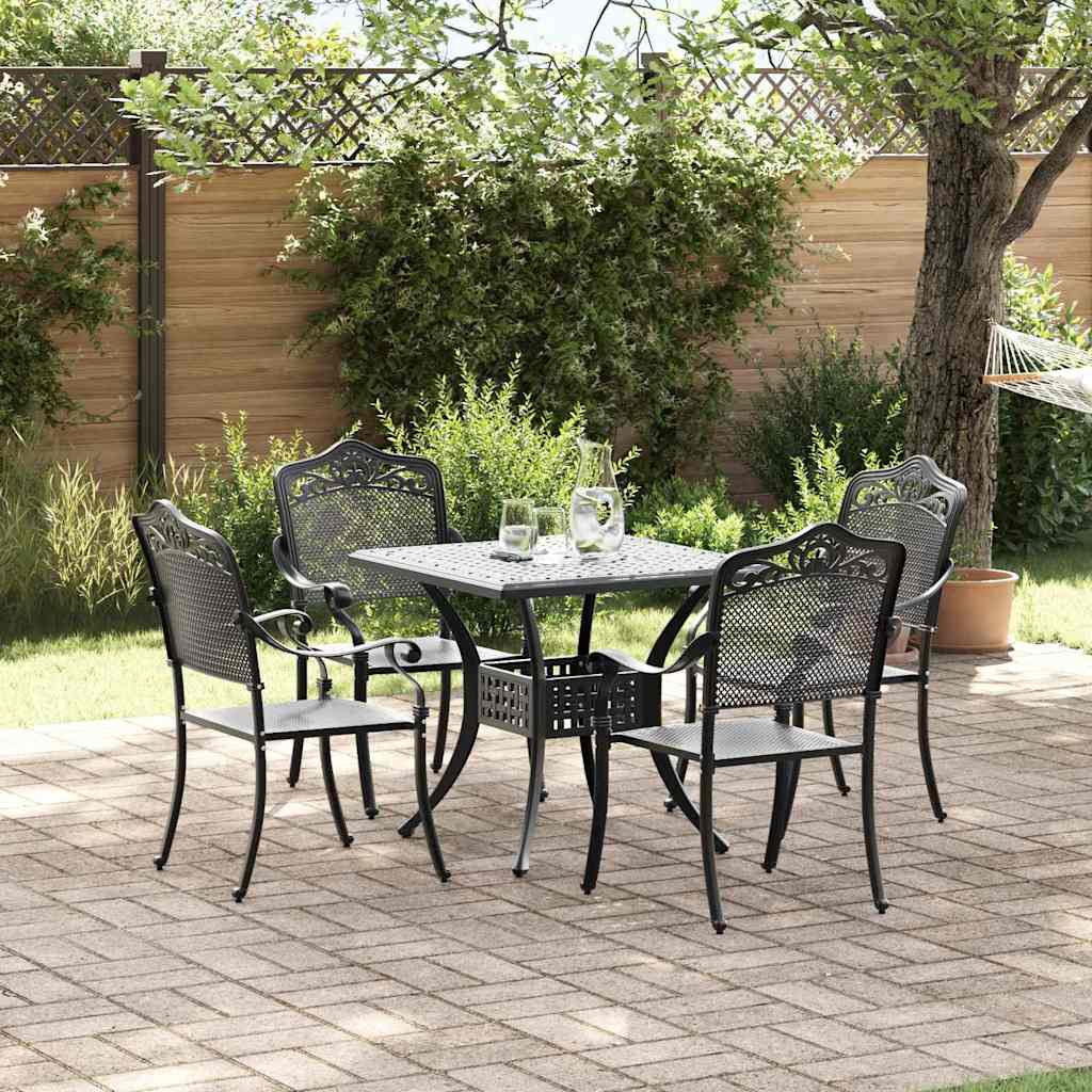 Gartentisch Set 5 pcs Schwarz Gussaluminium