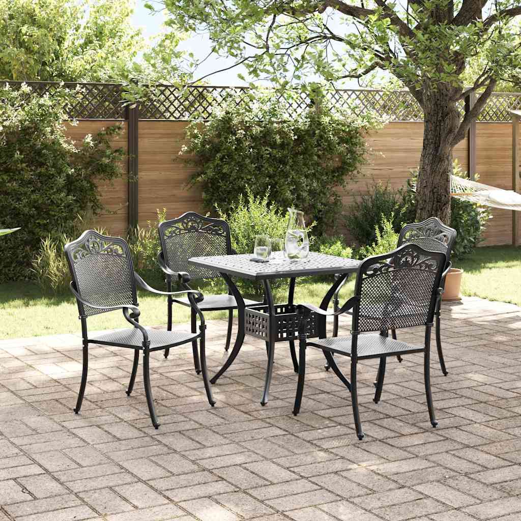 Gartentisch Set 5 pcs Schwarz Gussaluminium