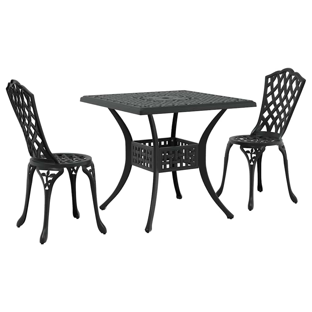 Gartentisch Set 3 pcs Schwarz Gussaluminium