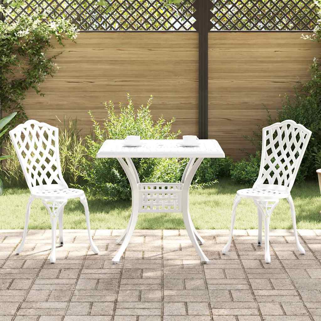 Gartentisch Set 3 pcs Weiß Gussaluminium