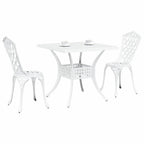 Gartentisch Set 3 pcs Weiß Gussaluminium