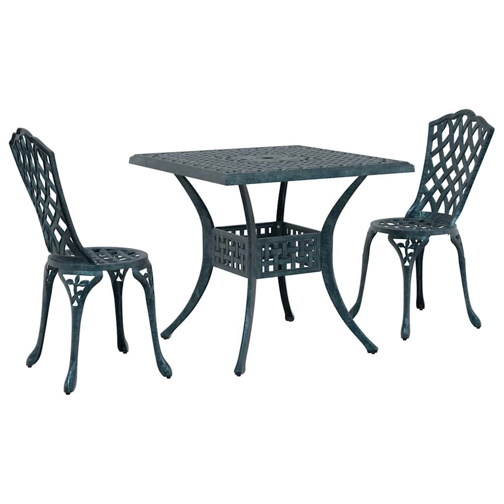 Gartentisch Set 3 pcs Grün Gussaluminium