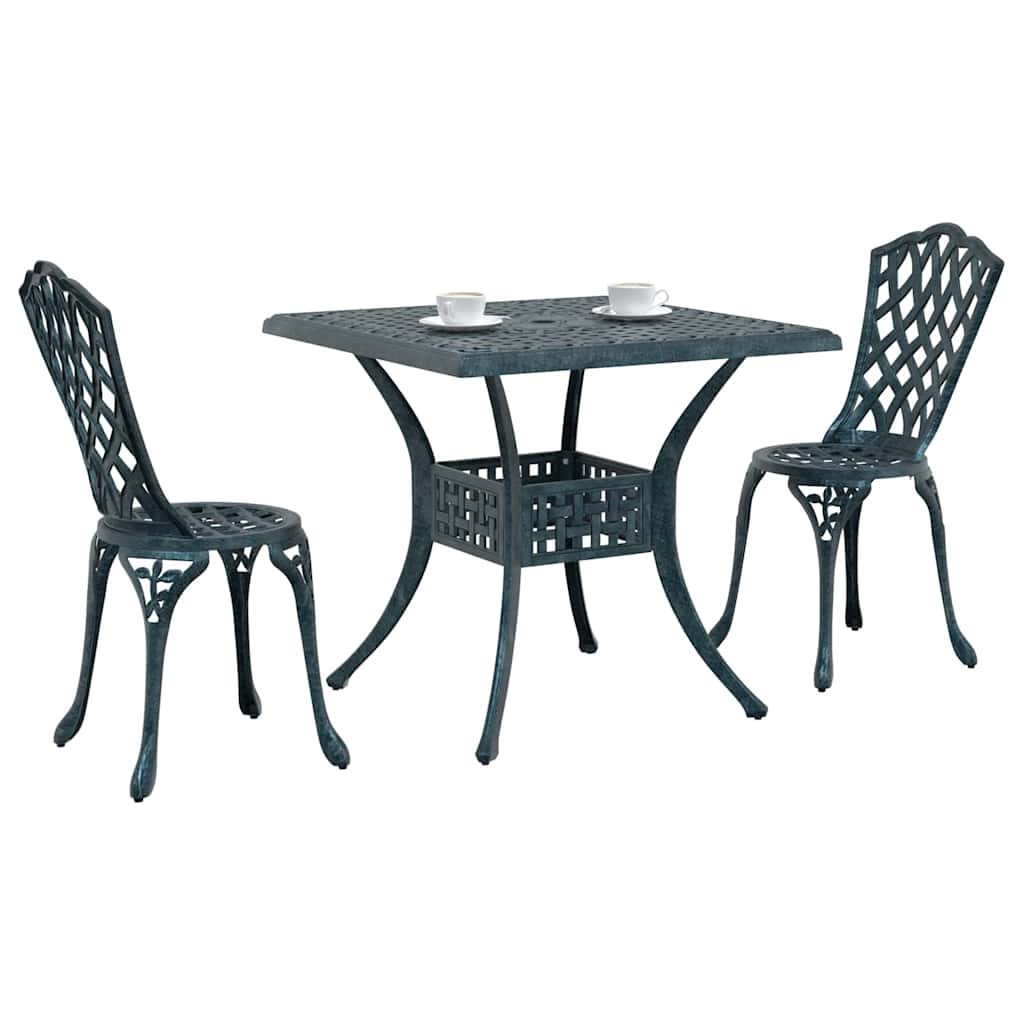 Gartentisch Set 3 pcs Grün Gussaluminium