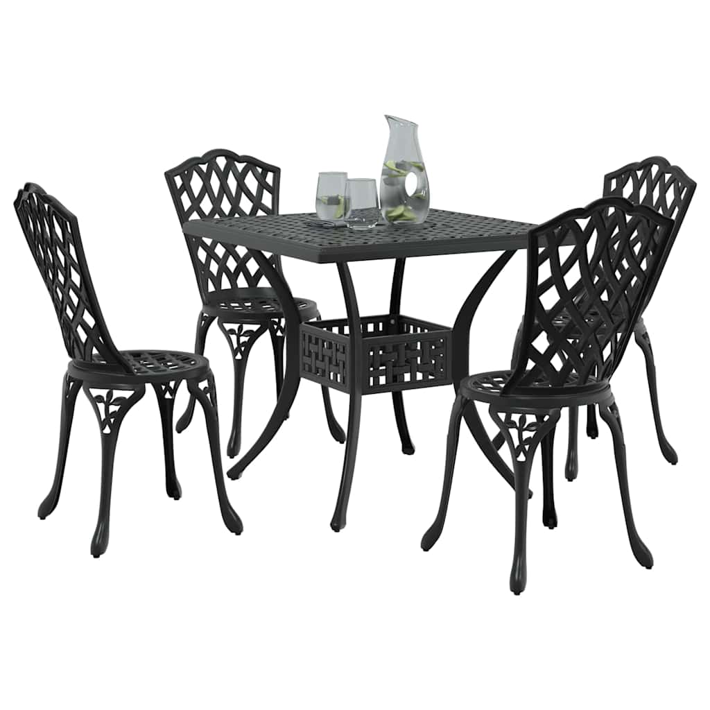 Gartentisch Set 5 pcs Schwarz Gussaluminium