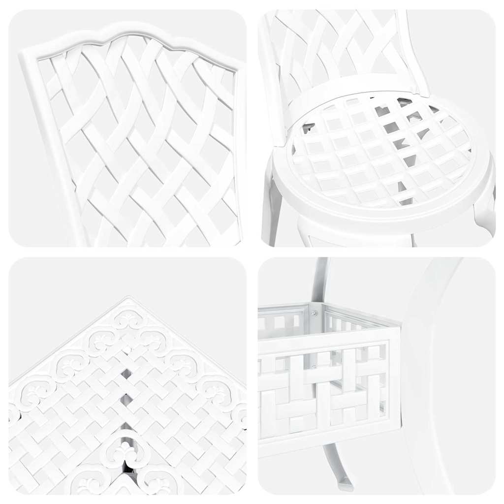 Gartentisch Set 5 pcs Weiß Gussaluminium
