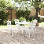 Gartentisch Set 5 pcs Weiß Gussaluminium