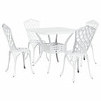 Gartentisch Set 5 pcs Weiß Gussaluminium