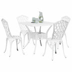 Gartentisch Set 5 pcs Weiß Gussaluminium