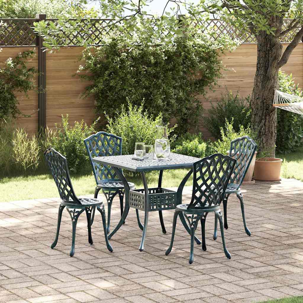 Gartentisch Set 5 pcs Grün Gussaluminium