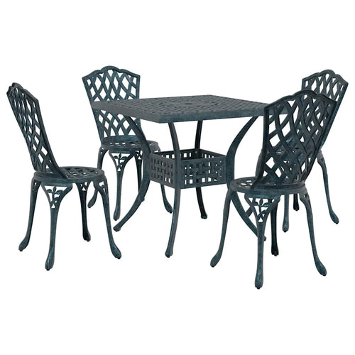 Gartentisch Set 5 pcs Grün Gussaluminium