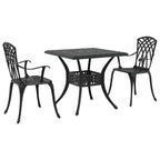 Gartentisch Set 3 pcs Schwarz Gussaluminium