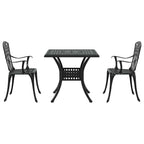 Gartentisch Set 3 pcs Schwarz Gussaluminium