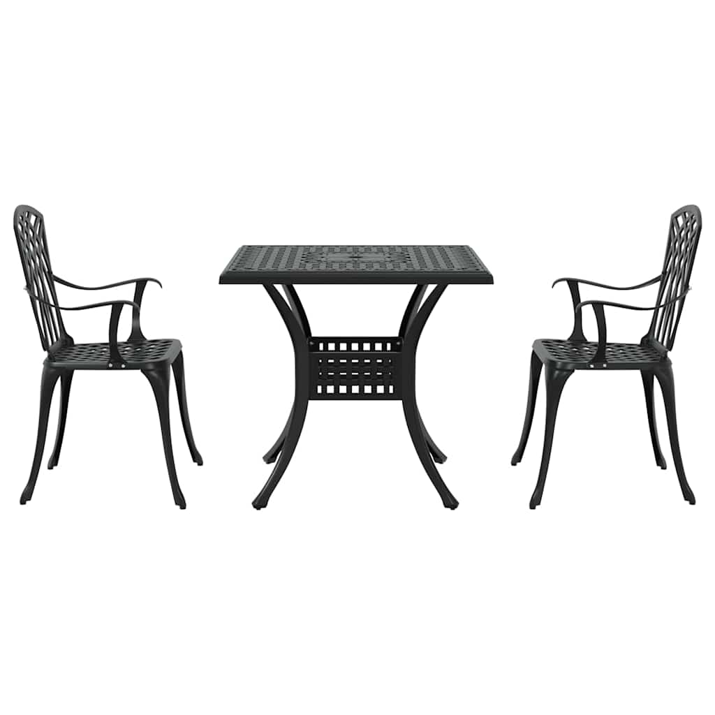Gartentisch Set 3 pcs Schwarz Gussaluminium