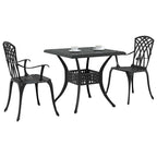 Gartentisch Set 3 pcs Schwarz Gussaluminium