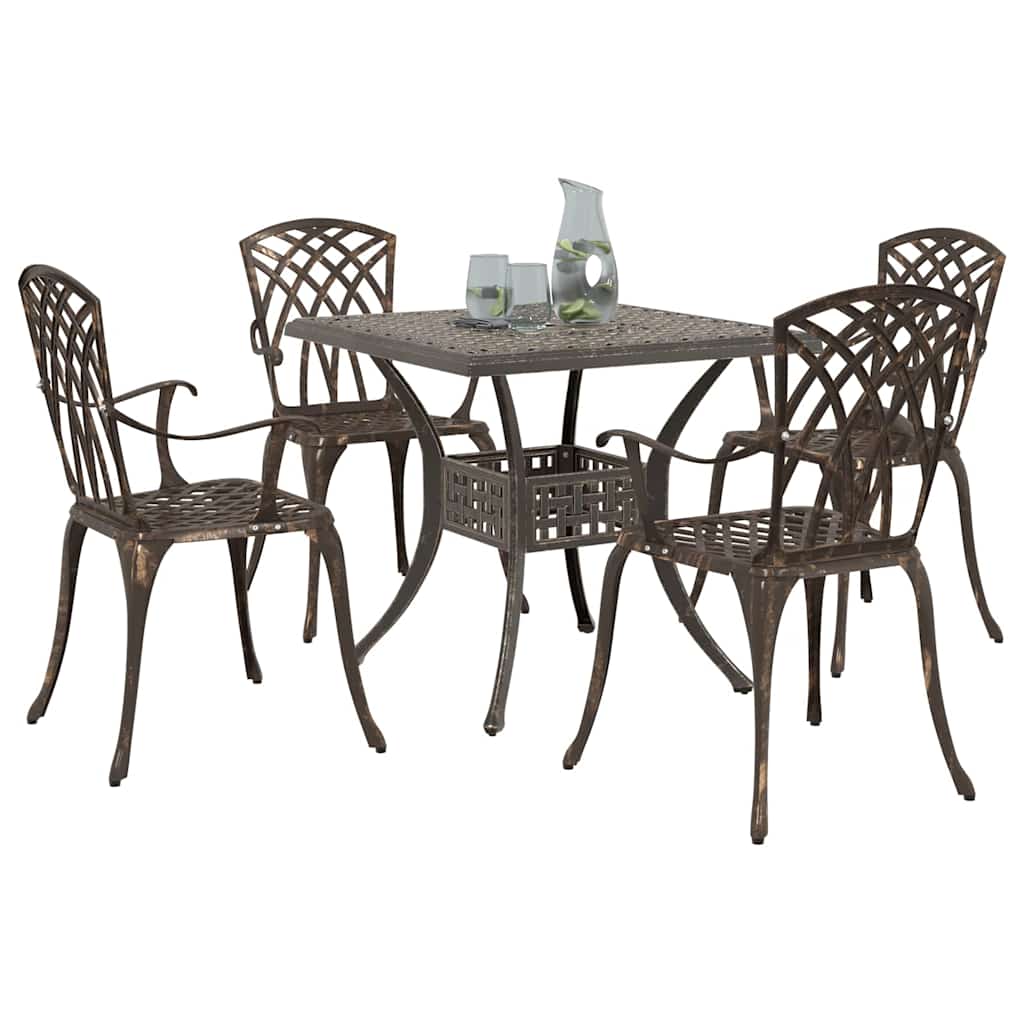 Gartentisch Set 5 pcs Bronze Gussaluminium