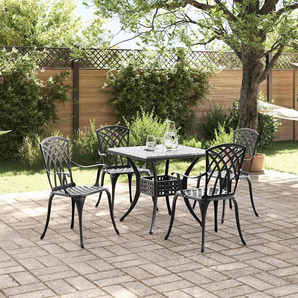 Gartentisch Set 5 pcs Schwarz Gussaluminium