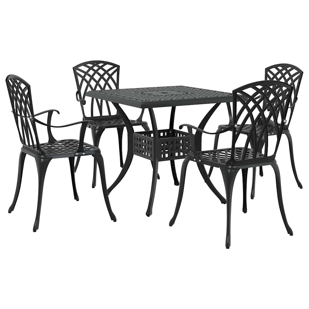 Gartentisch Set 5 pcs Schwarz Gussaluminium