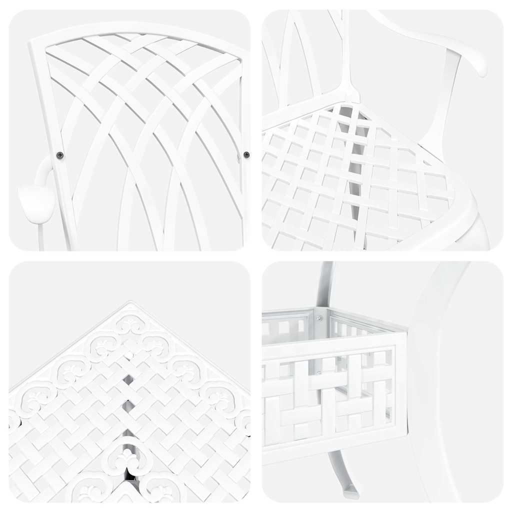 Gartentisch Set 5 pcs Weiß Gussaluminium