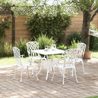 Gartentisch Set 5 pcs Weiß Gussaluminium