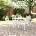 Gartentisch Set 5 pcs Weiß Gussaluminium