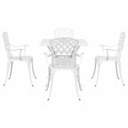 Gartentisch Set 5 pcs Weiß Gussaluminium