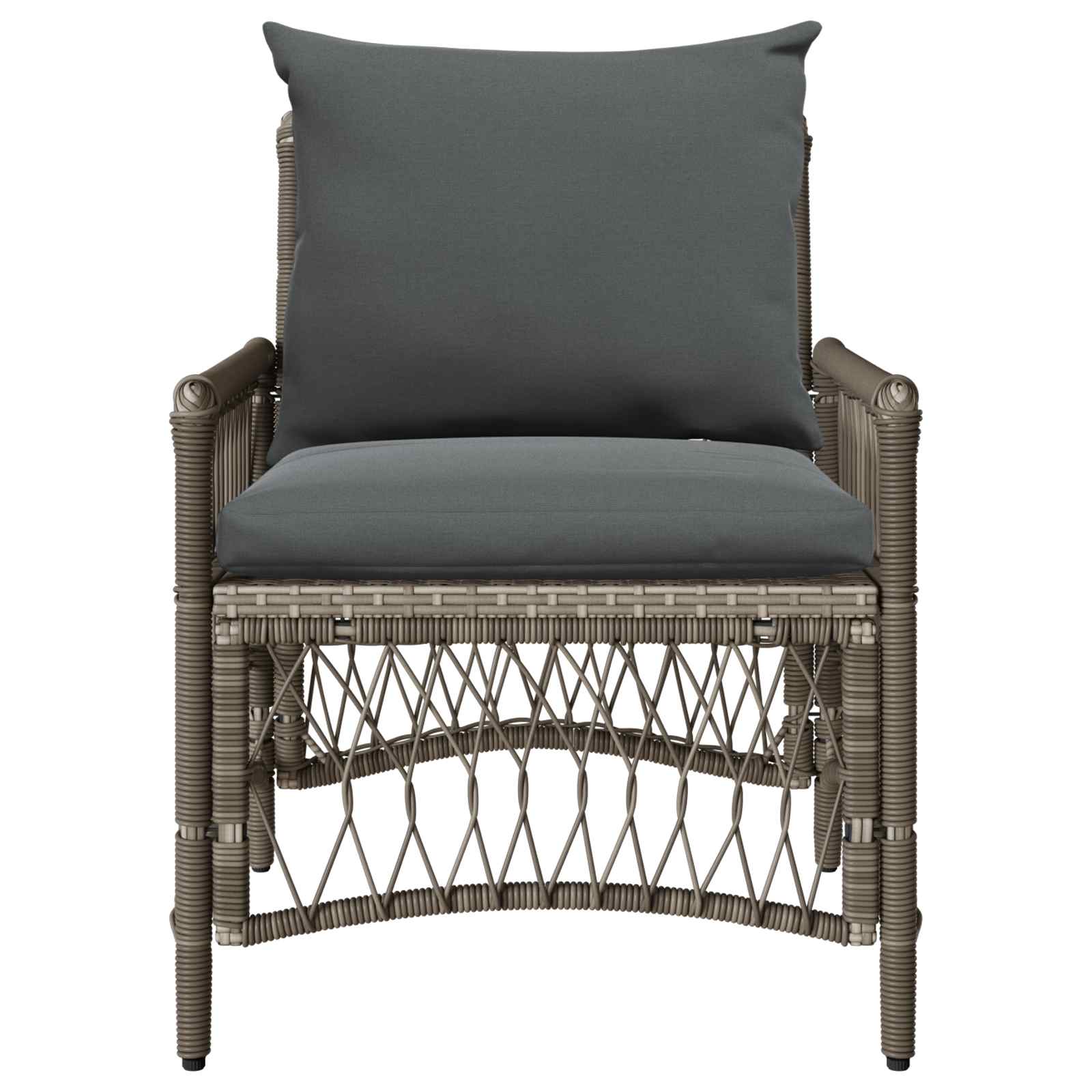 Gartenstuhl mit Kissen Grau 73 x 61 x 77 cm Poly-Rattan
