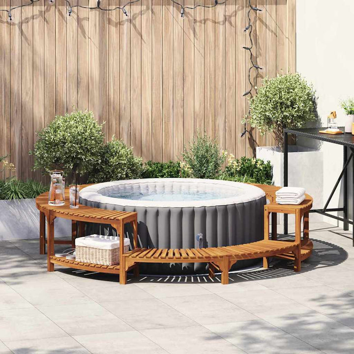 Runde Hot Tub Umzäunung Braun Ø255 cm Akazie Massivholz