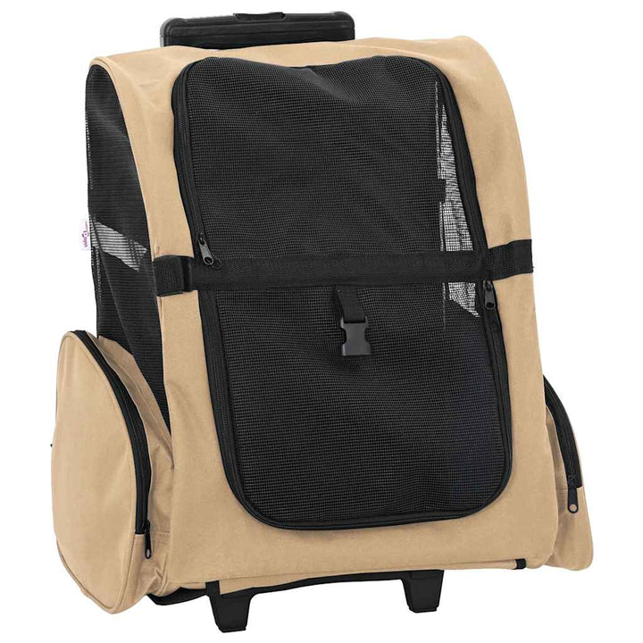 Trolley für Haustiere 3-in-1 Sandfarbe 48x32x57 cm cm Oxford-Gewebe