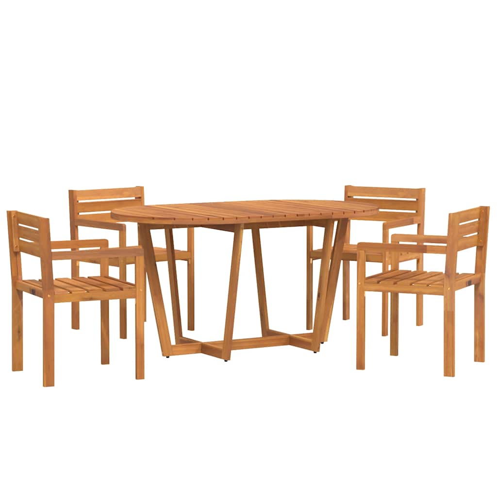 5-teiliges Garten-Ess-Set aus Massivholz Akazie
