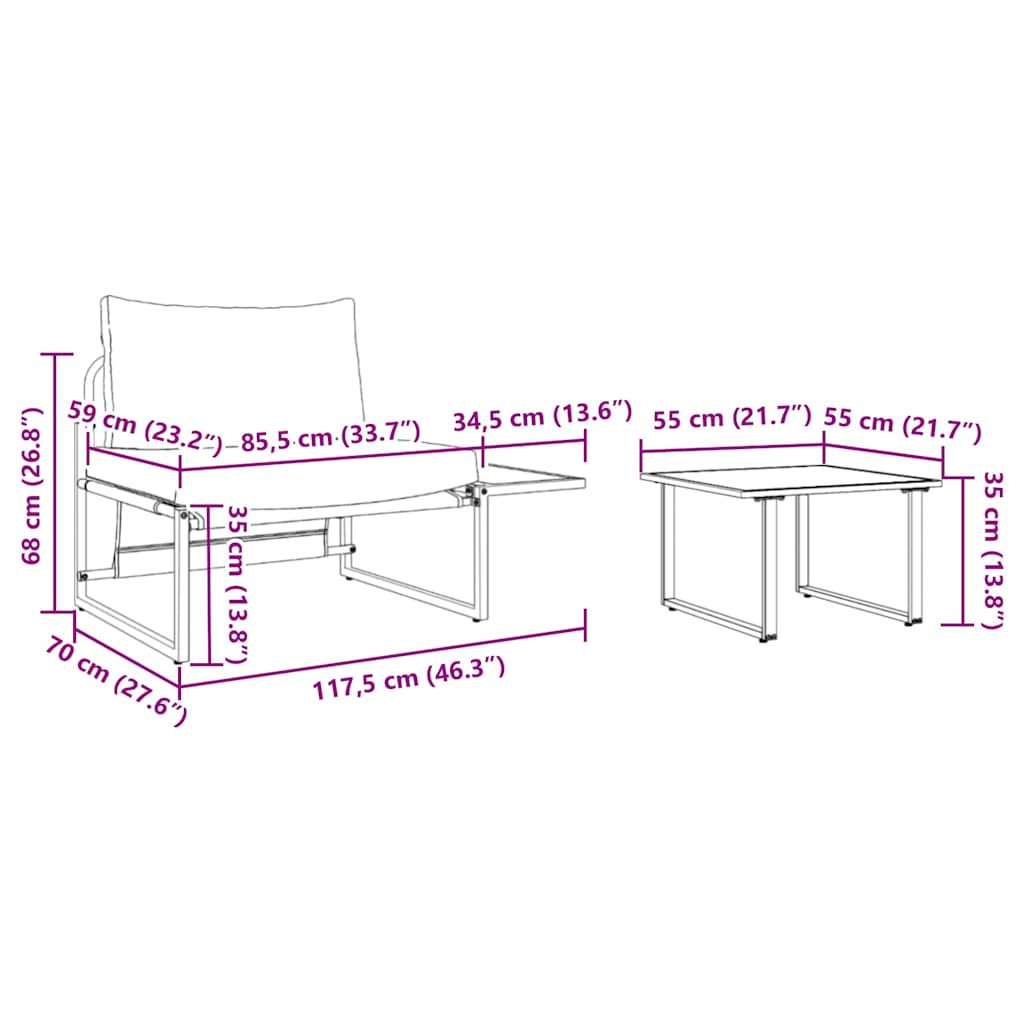 Gartensofa-set 2 pcs Anthrazit Stahl