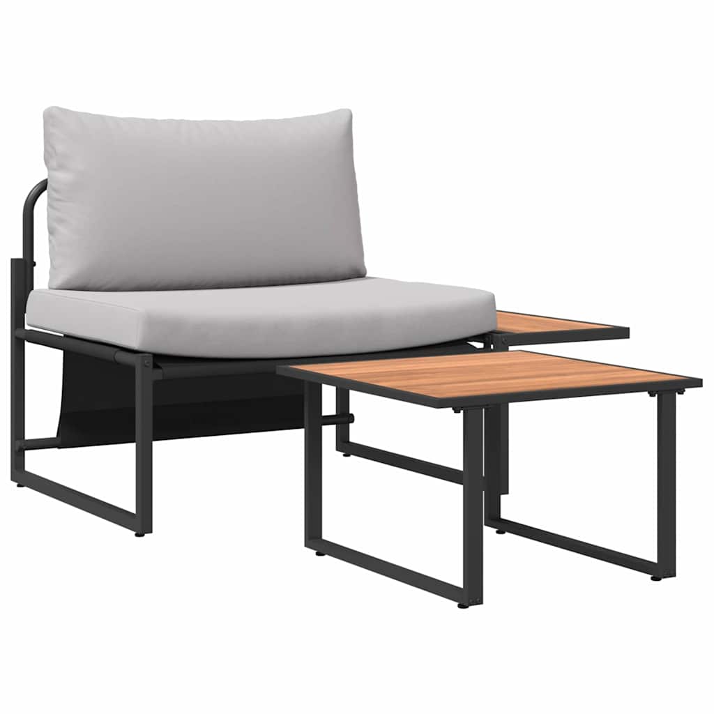 Gartensofa-set 2 pcs Hellgrau Stahl