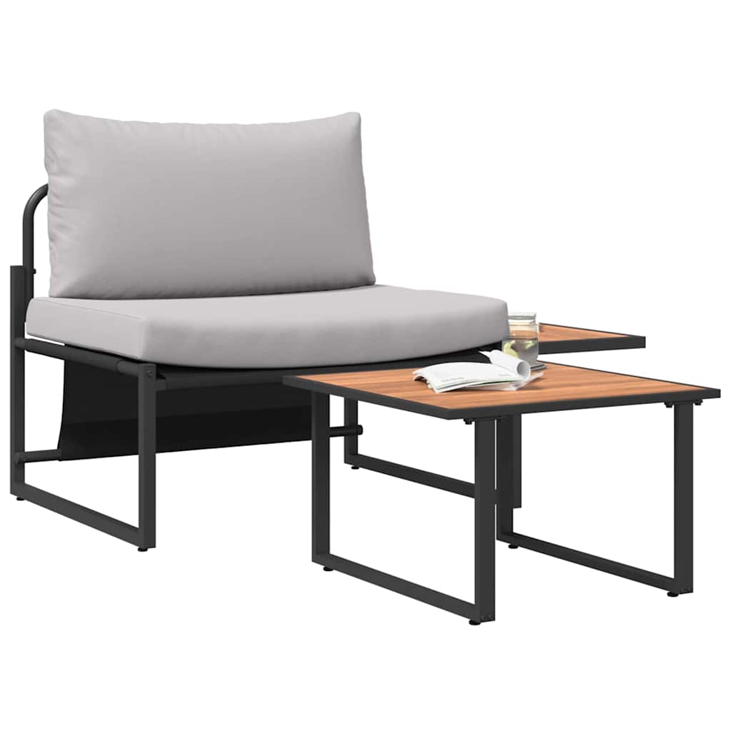 Gartensofa-set 2 pcs Hellgrau Stahl