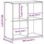 Bücherregal Schwarz Eichen-Optik 68,5 x 32 x 68,5 cm