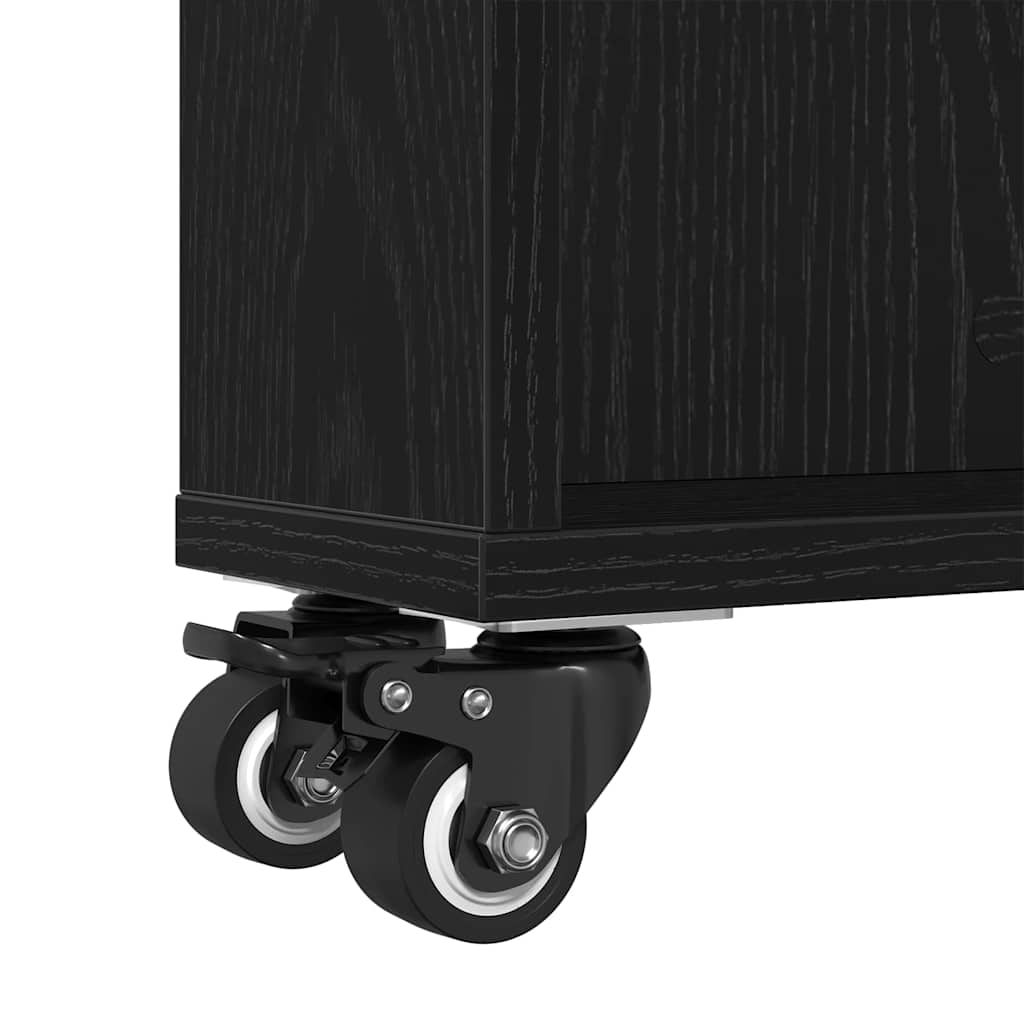 Schmaler Aufbewahrungswagen Schwarz Eichen-Optik