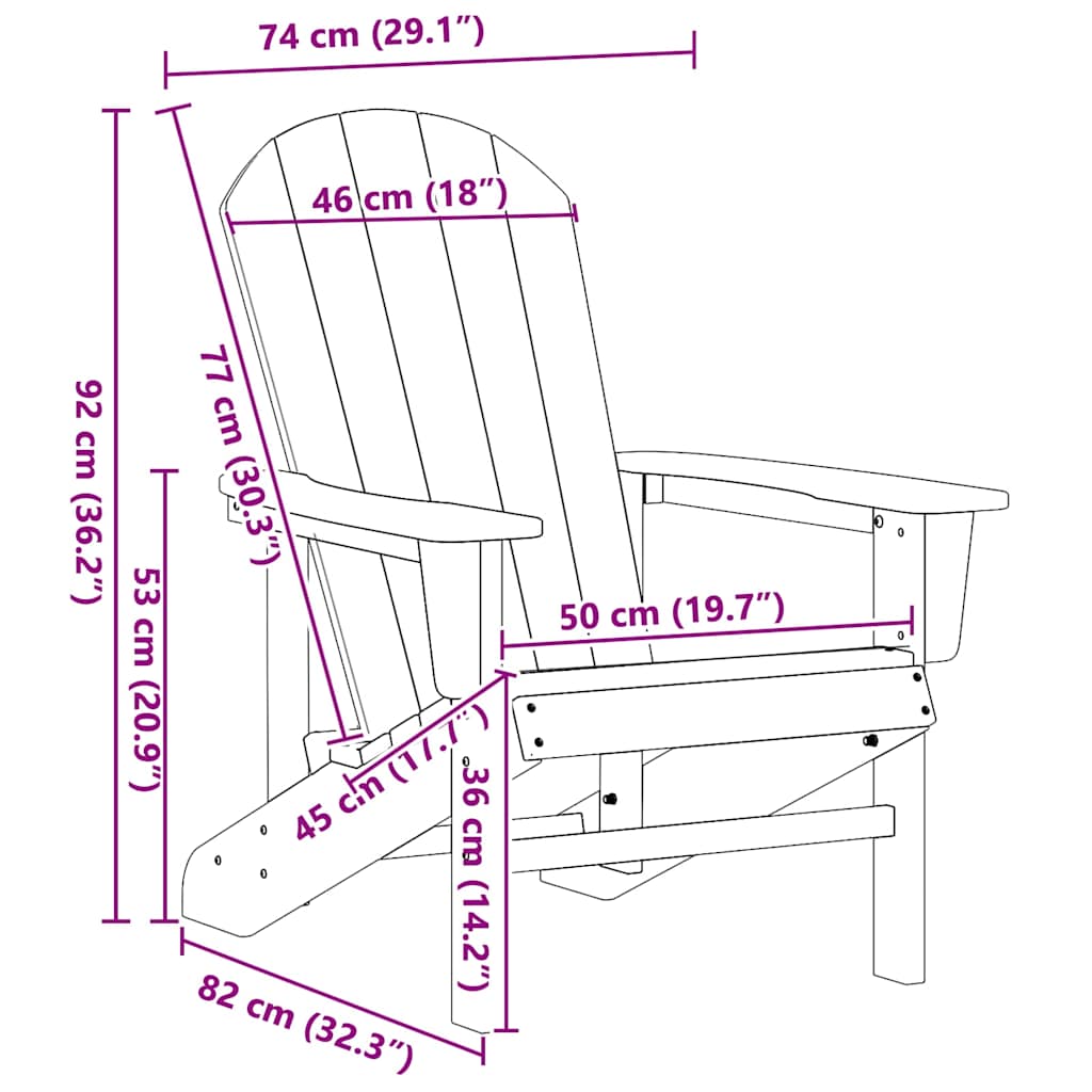 Adirondack-Stuhl Weiß 82 x 74 x 92 cm HDPE