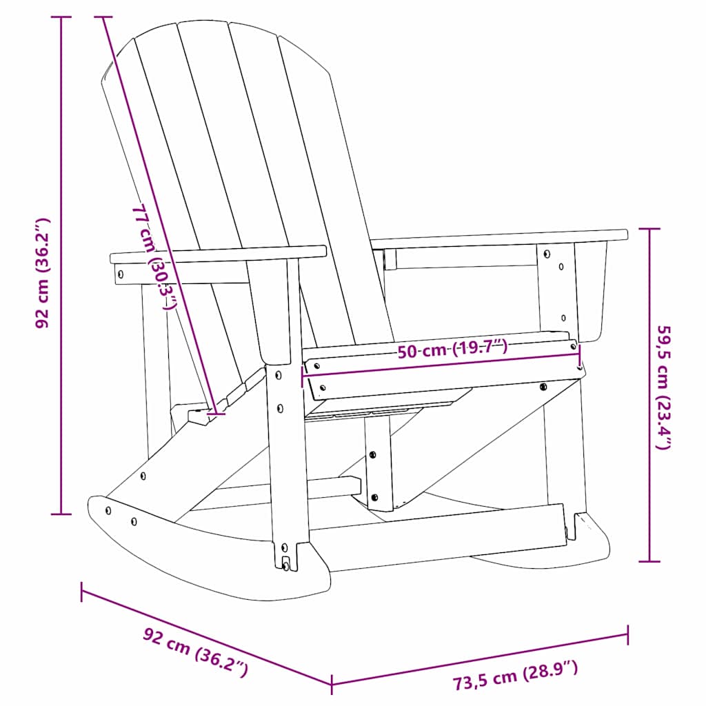 Adirondack-Schaukelstuhl Weiß 92 x 73,5 x 92 cm HDPE