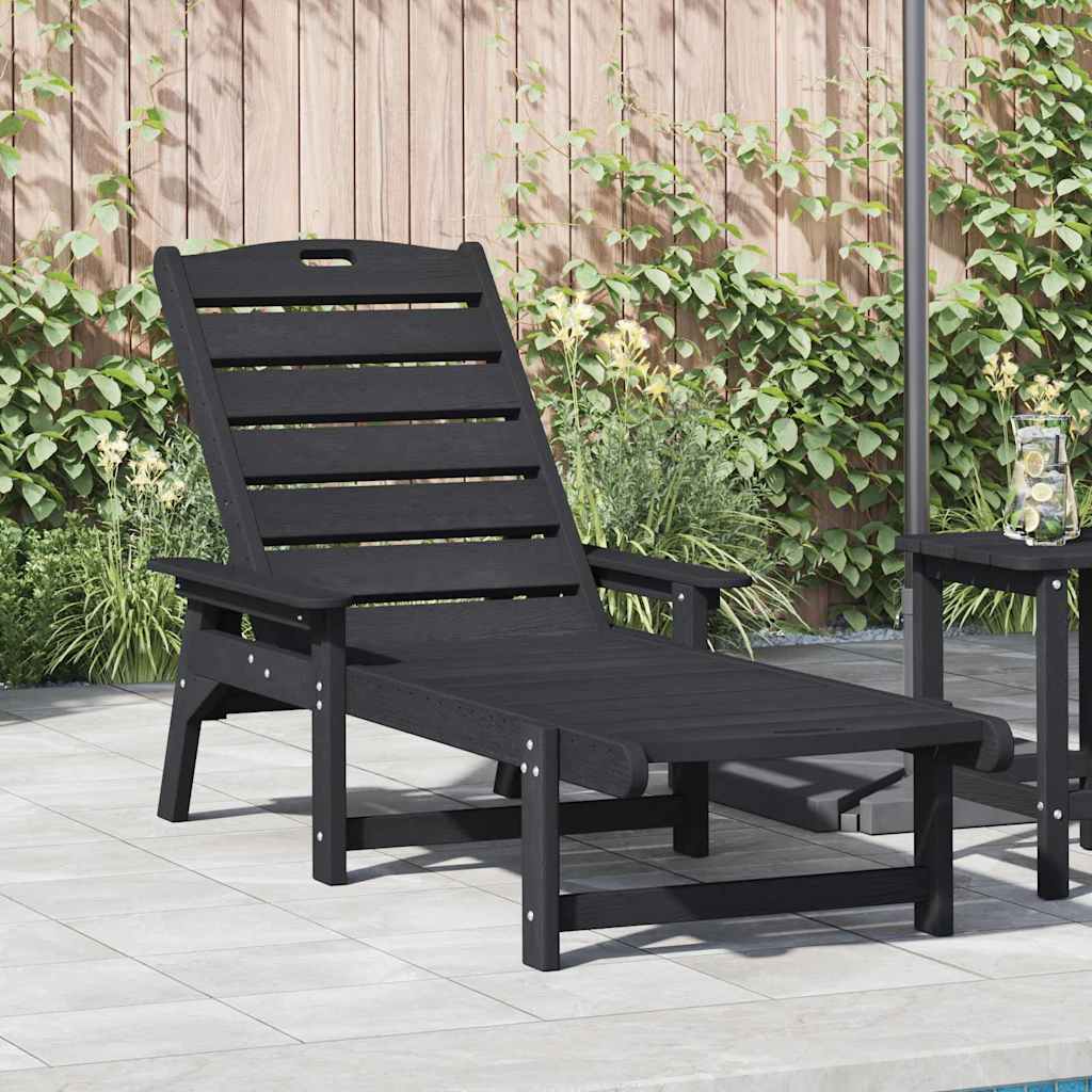 Sonnenliege Schwarz 195,5 x 53 x 98,5 cm HDPE