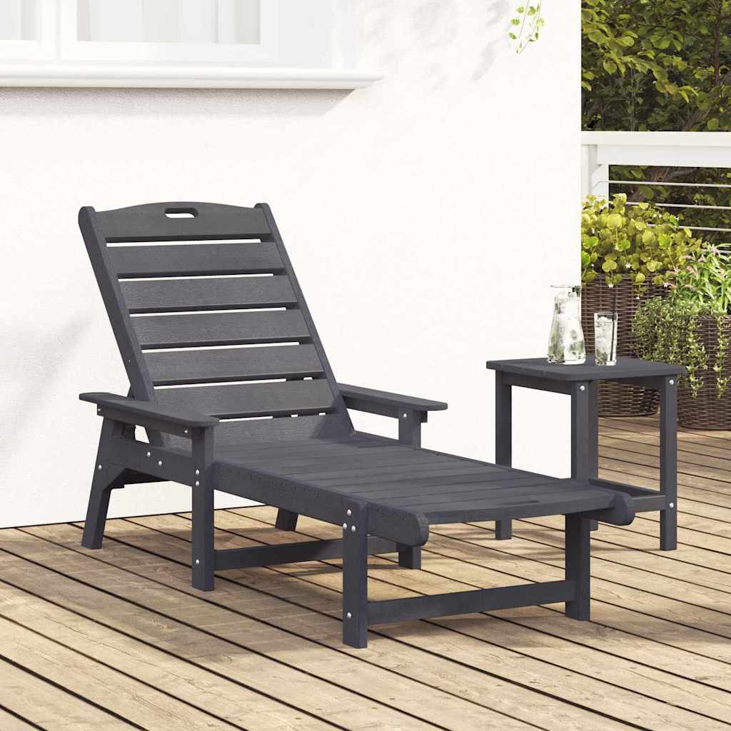 Sonnenliege Hellgrau 195,5 x 53 x 98,5 cm HDPE