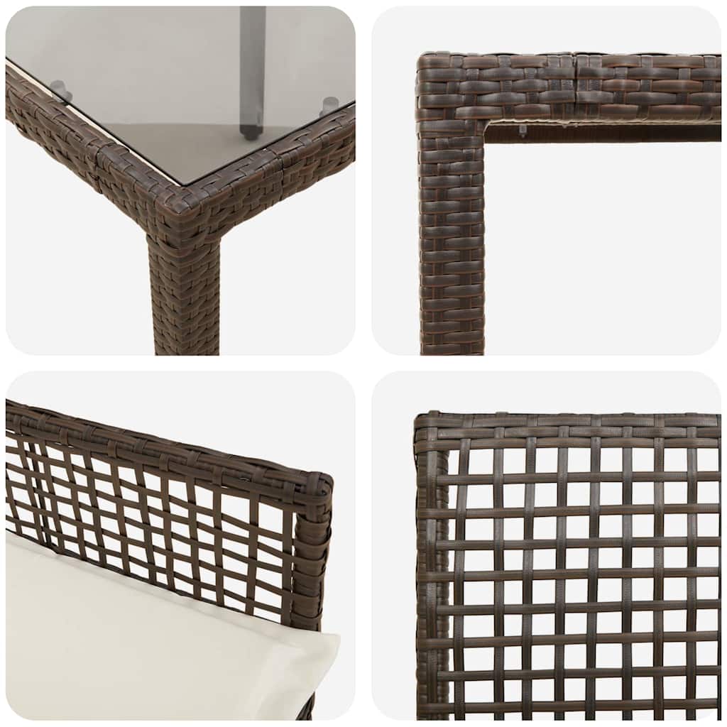Garten Essgruppe 3 pcs Braun Poly-Rattan