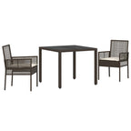 Garten Essgruppe 3 pcs Braun Poly-Rattan