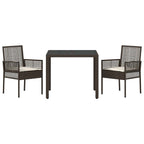 Garten Essgruppe 3 pcs Braun Poly-Rattan