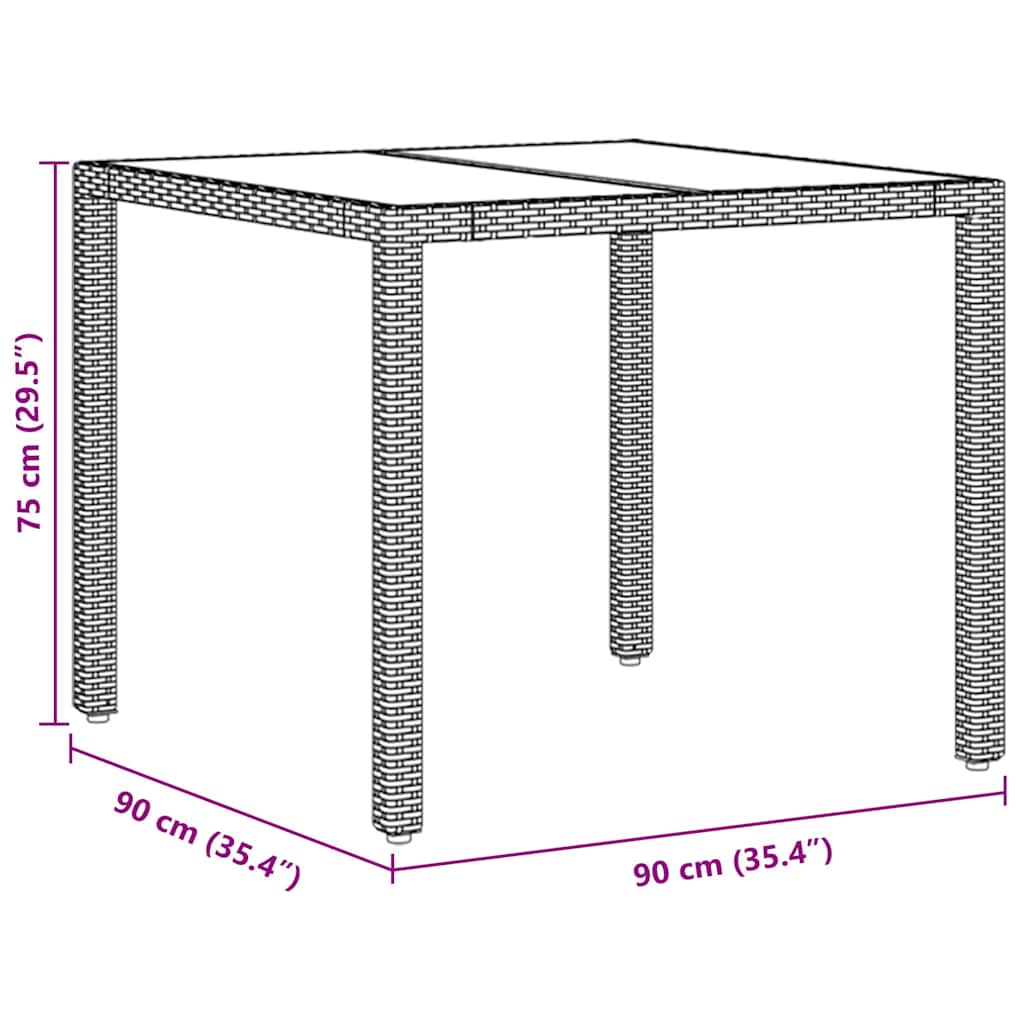 Garten Essgruppe 3 pcs Braun Poly-Rattan