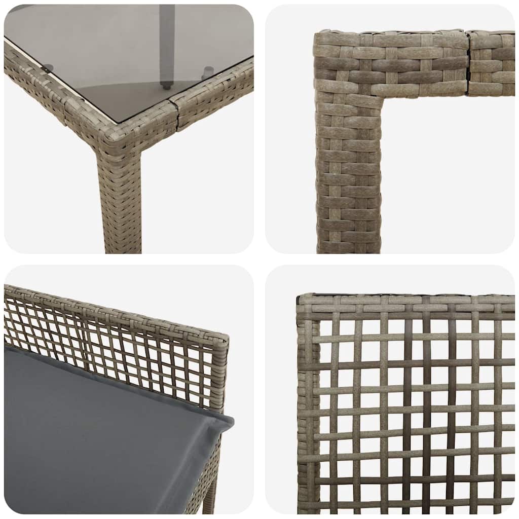 Garten Essgruppe 5 pcs Grau Poly-Rattan