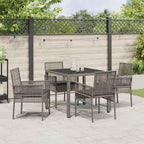 Garten Essgruppe 5 pcs Grau Poly-Rattan