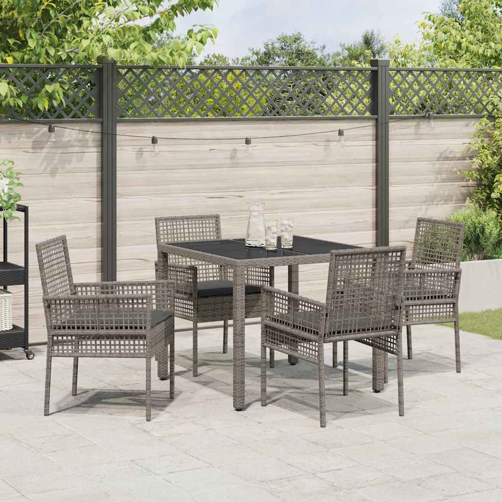 Garten Essgruppe 5 pcs Grau Poly-Rattan
