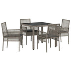 Garten Essgruppe 5 pcs Grau Poly-Rattan