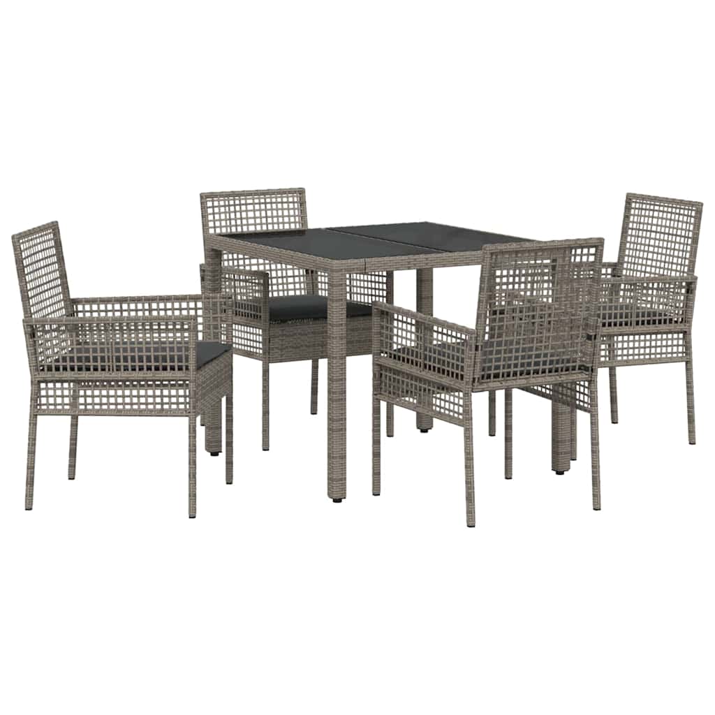 Garten Essgruppe 5 pcs Grau Poly-Rattan