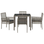 Garten Essgruppe 5 pcs Grau Poly-Rattan